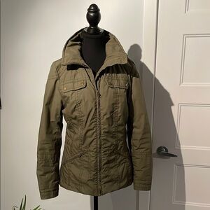 H&M Green Utility Jacket with Fleece Collar